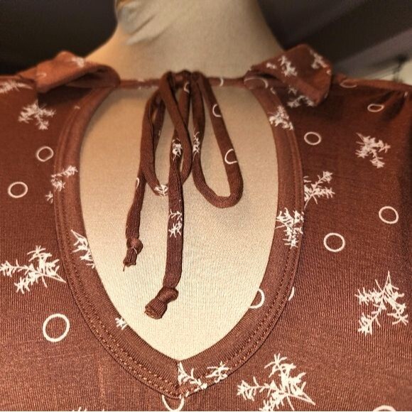 Free People NWT Soraya Rust Brown Open Back Tie Front 3/4 Sleeve Blouse Size M - Picture 5 of 9